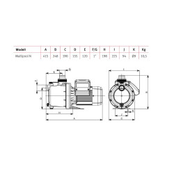 Mehrstufige Kreiselpumpe ESPA Multipool N Poolpumpe für hydraulische Bodensauger