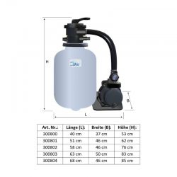 Sandfilteranlage Trinidad mit 6-Wege-Top-Mount-Ventil und Pumpe SPS