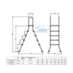 OKU Hochbeckenleiter 4/4 - 5/5 stufig V2A Poolleiter