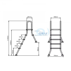 OKU Hochbeckenleiter Edelstahl V2A Poolleiter 4/1 oder 5/1 Stufen