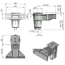 Skimmer Norm 17,5L. AstralPool Slim Skimmer Quadratischer Deckel für Betonpool