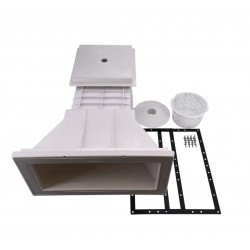 Einbauteile-Set für Styroporpools 1 x Breitmaulskimmer 2 x Einlaufdüsen 2 x Wanddurchführungen 1 x Bodenablauf