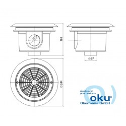 Einbauteile-Set für Styroporpools 1 x Breitmaulskimmer 2 x Einlaufdüsen 2 x Wanddurchführungen 1 x Bodenablauf
